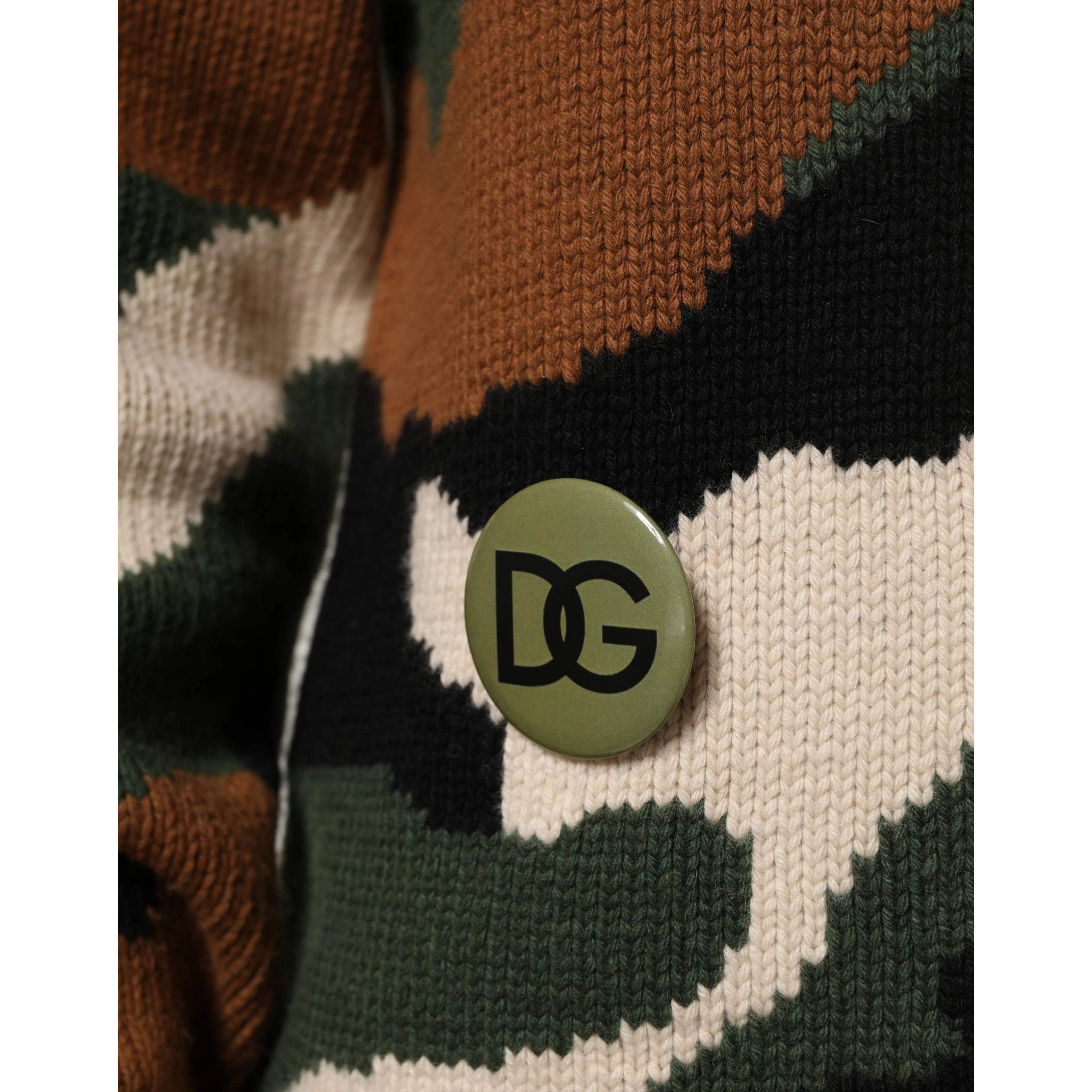 Multicolor Intarsia-Knit Camouflage Pullover Sweater