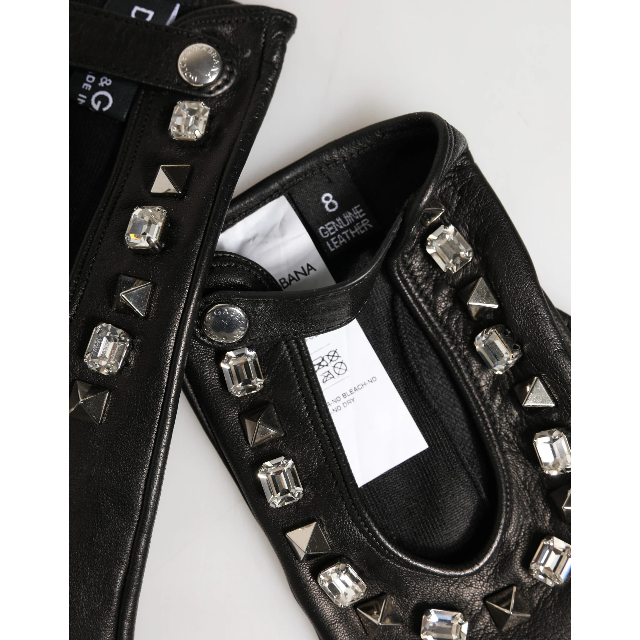 Women Black Embellished Wrist Length Mitten Gloves