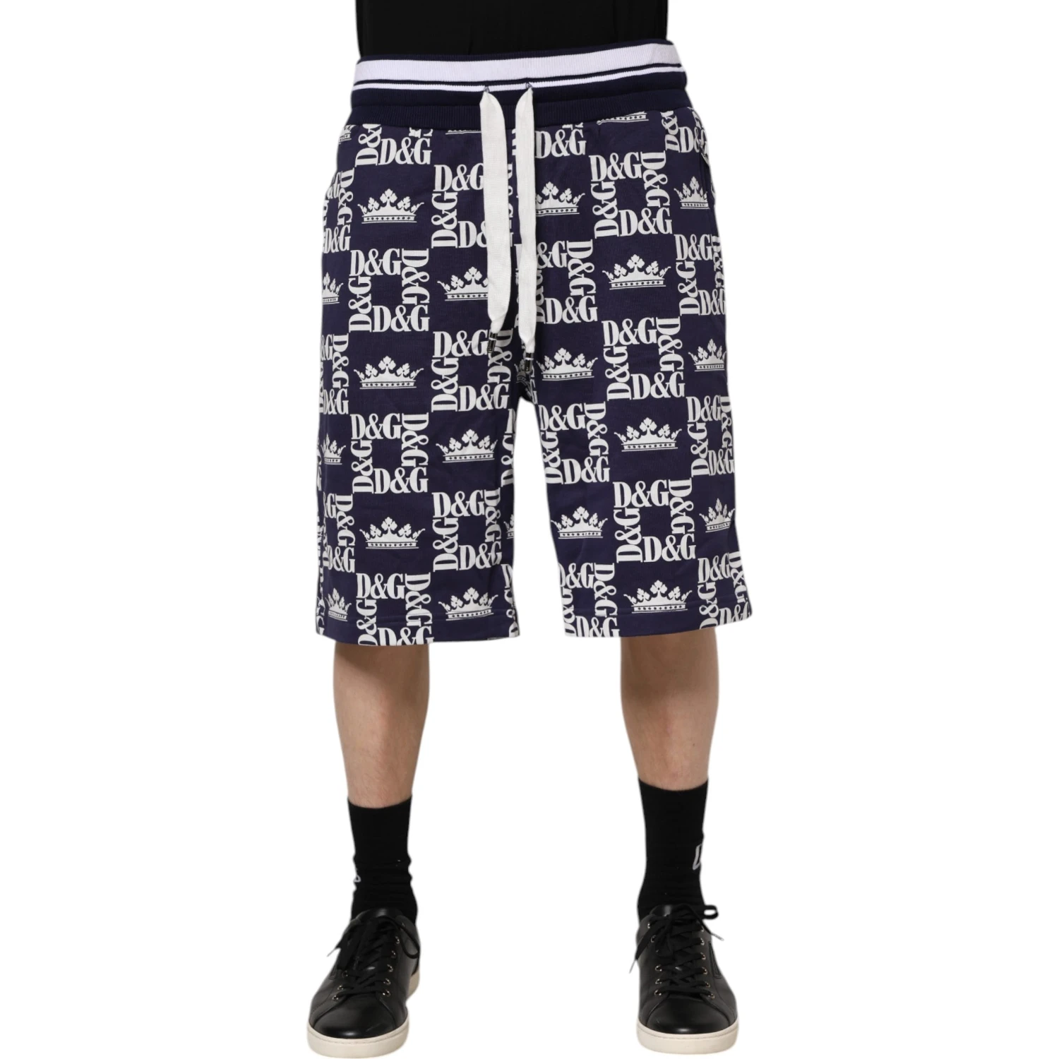 Blue DG Logo Print Chino Men Bermuda Shorts