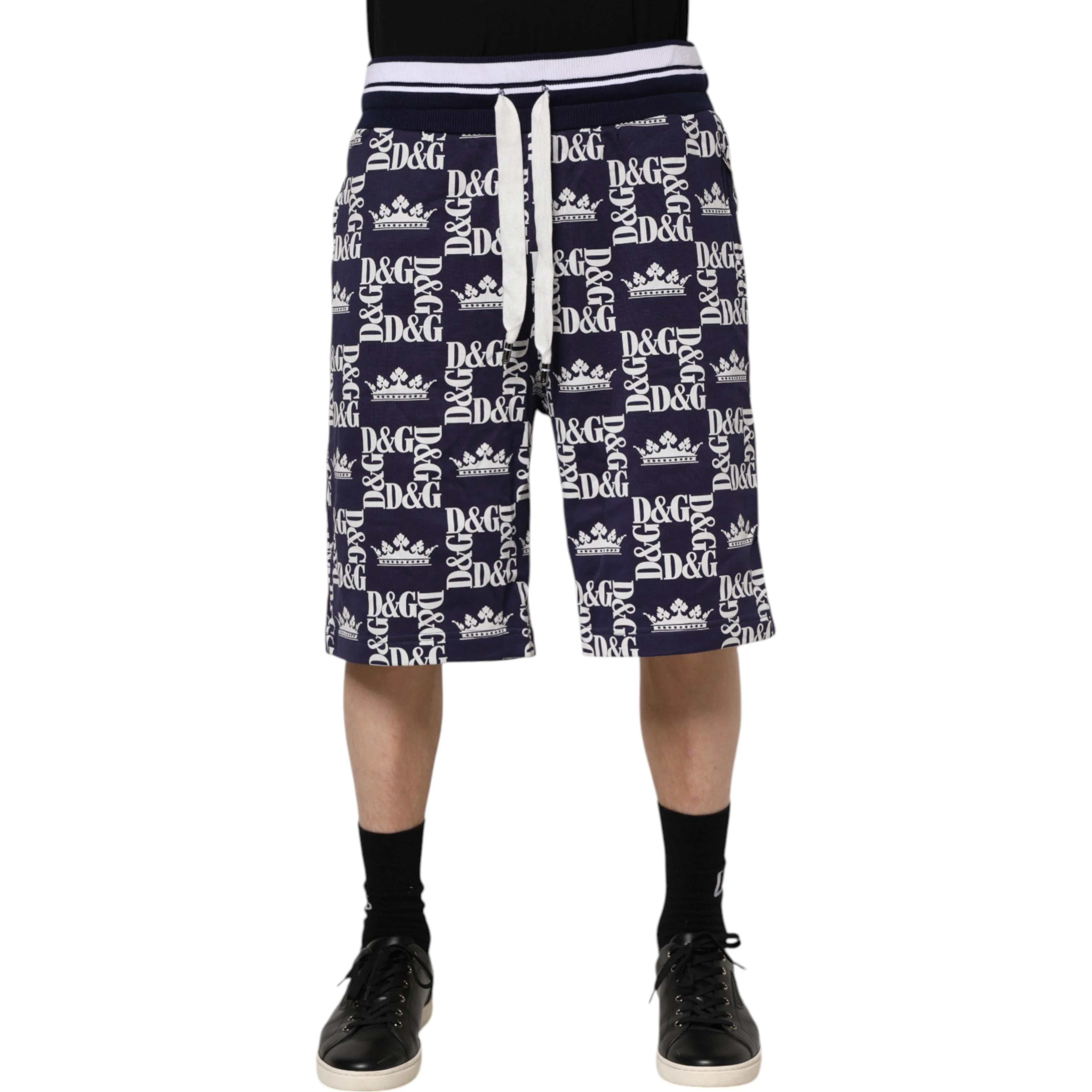 Blue DG Logo Print Chino Men Bermuda Shorts