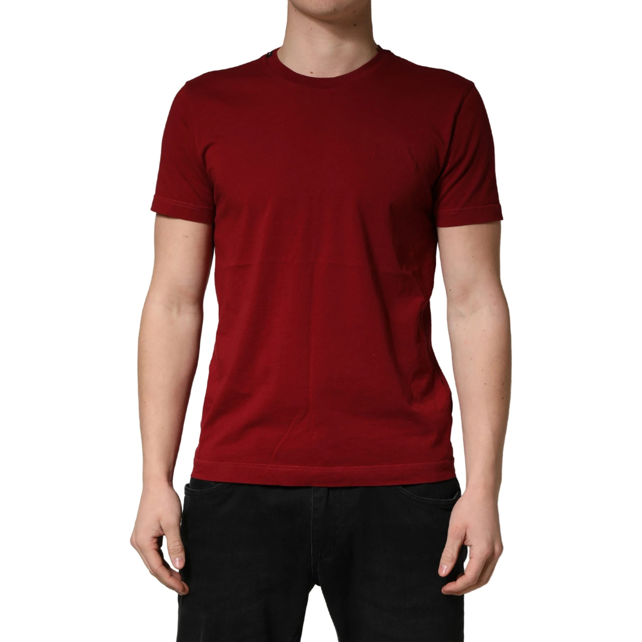 Maroon Cotton Crew Neck Short Sleeves T-shirt