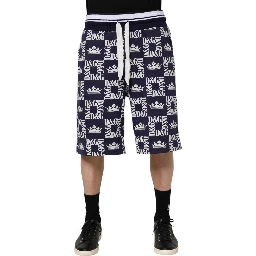 Blue DG Logo Print Chino Men Bermuda Shorts