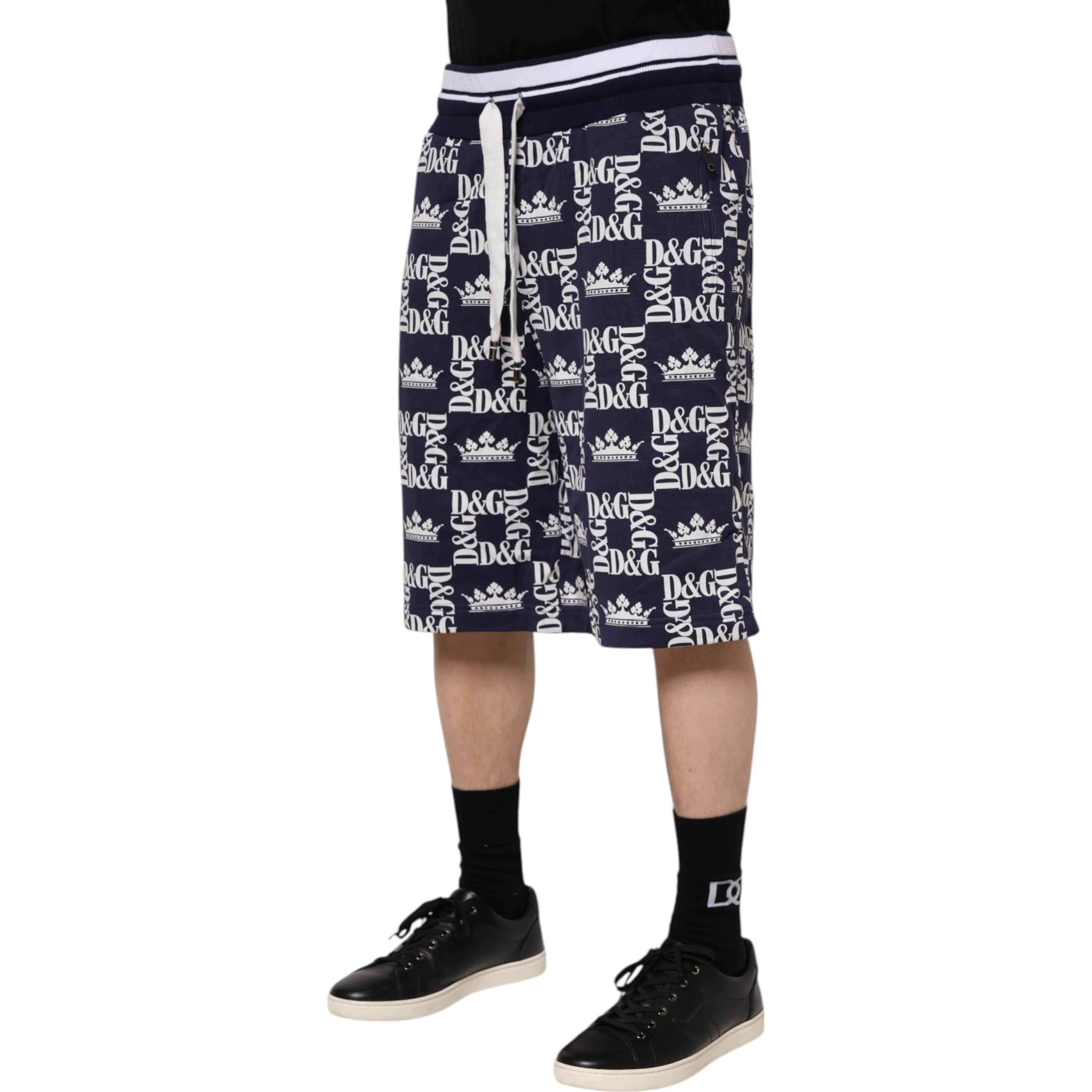 Blue DG Logo Print Chino Men Bermuda Shorts