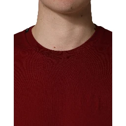 Maroon Cotton Crew Neck Short Sleeves T-shirt