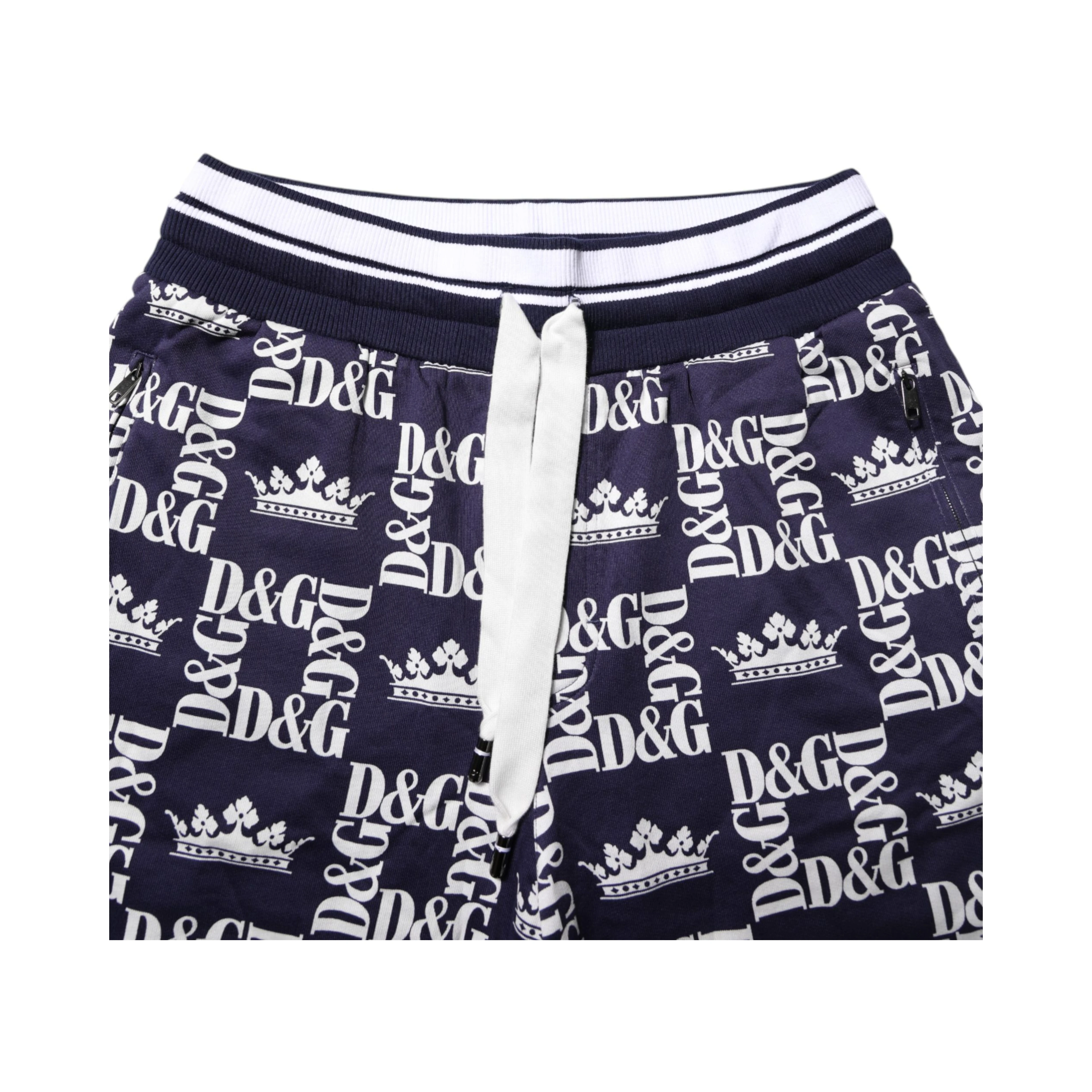 Blue DG Logo Print Chino Men Bermuda Shorts