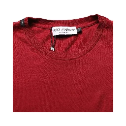 Maroon Cotton Crew Neck Short Sleeves T-shirt
