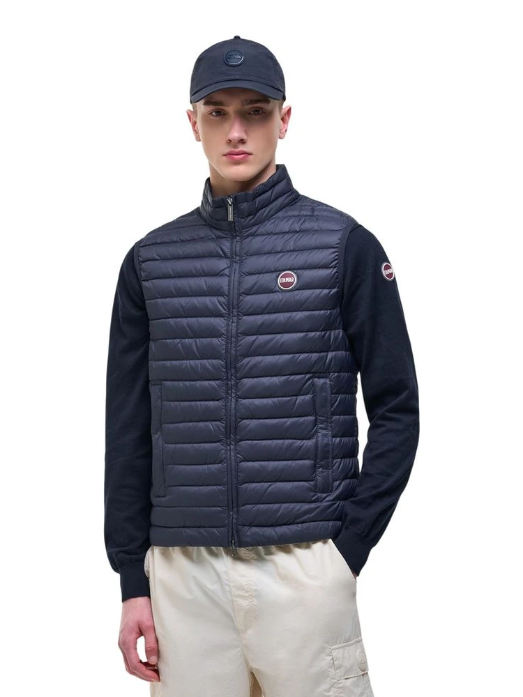 Blue Polyamide Sleveless Jacket