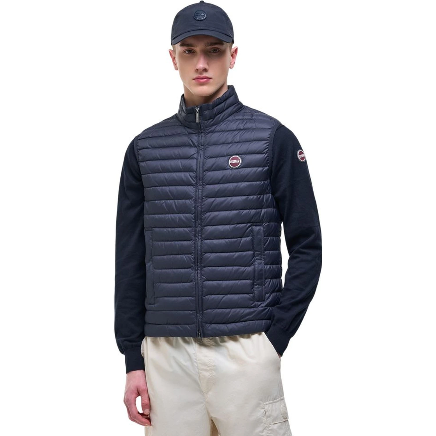 Blue Polyamide Sleveless Jacket