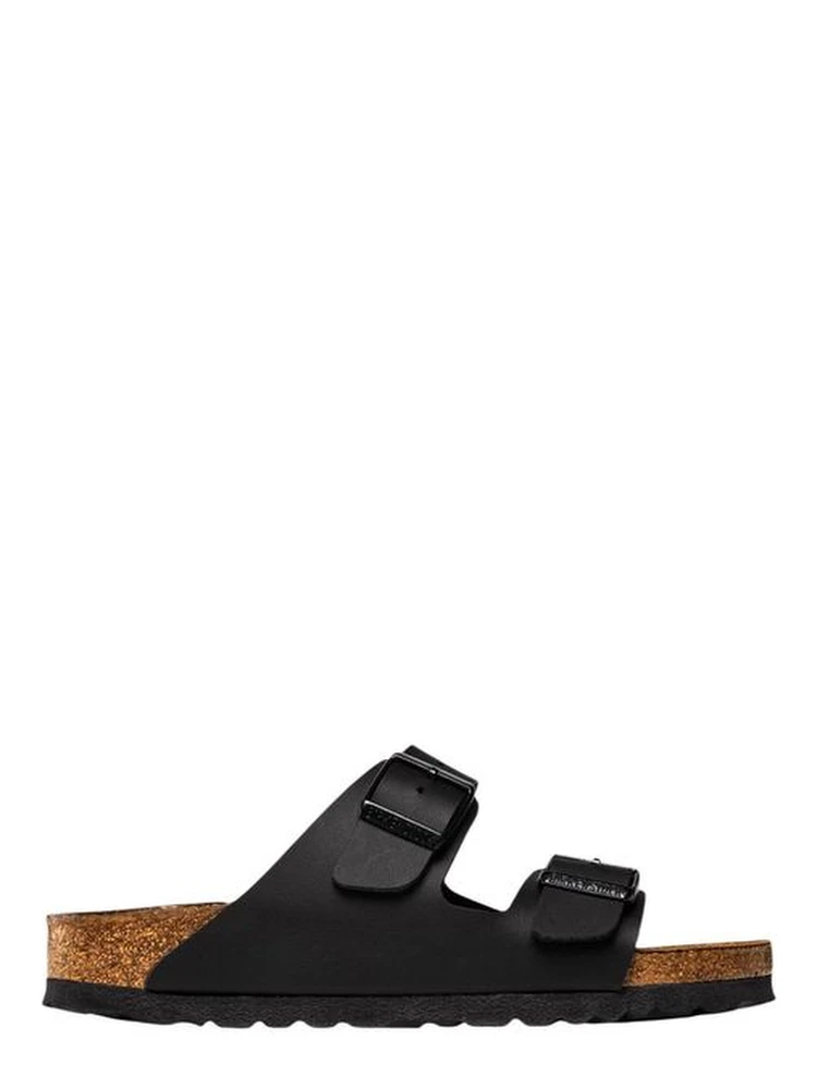 Black Synthetic Flat Sandals
