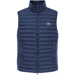 Blue Polyamide Sleveless Jacket