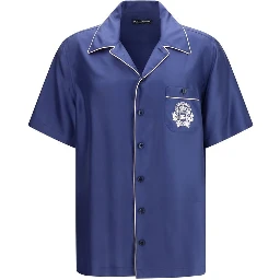 Blue Silk Shortsleeve Shirt