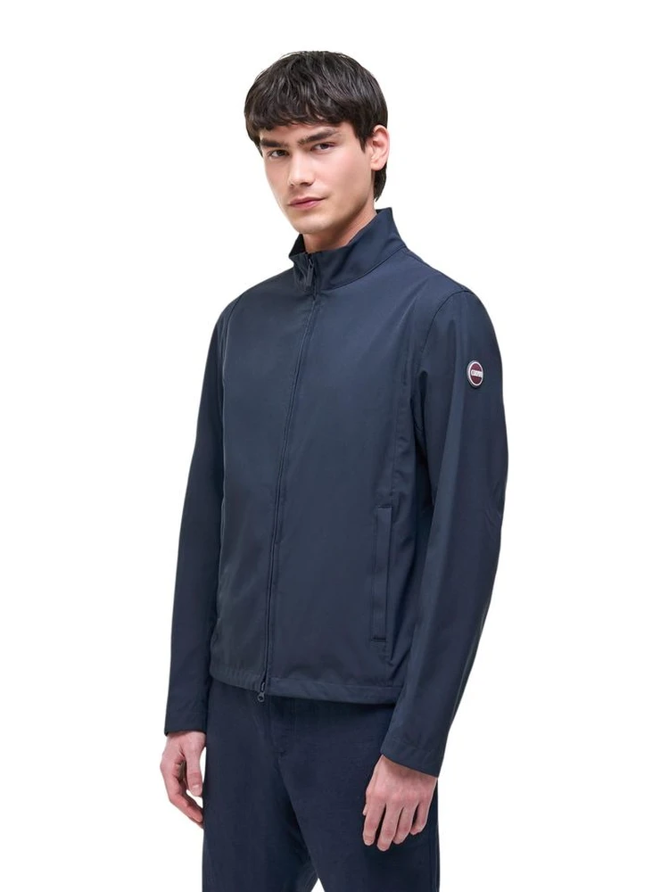 Blue Polyester Full-Length Jacket
