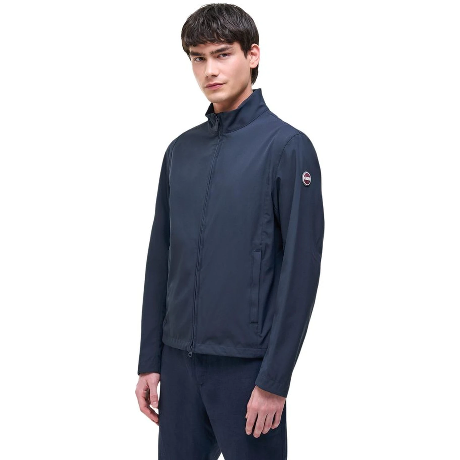Blue Polyester Full-Length Jacket