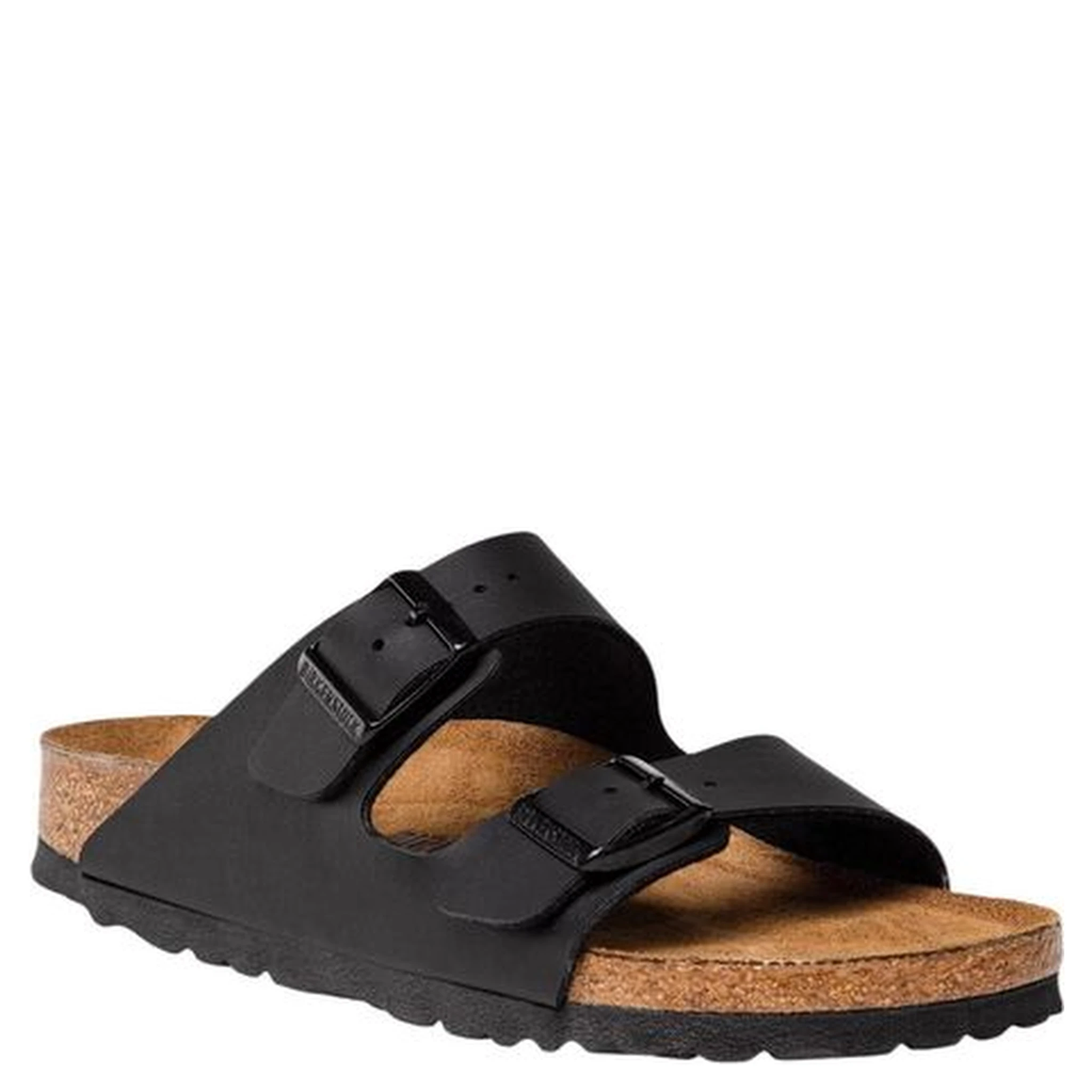 Black Synthetic Flat Sandals