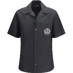 Black Cotton Shortsleeve Shirt