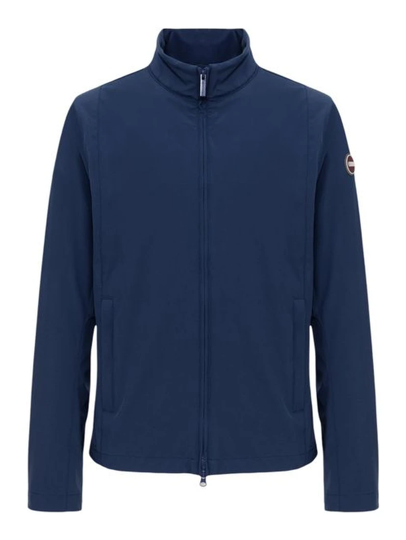 Blue Polyester Full-Length Jacket