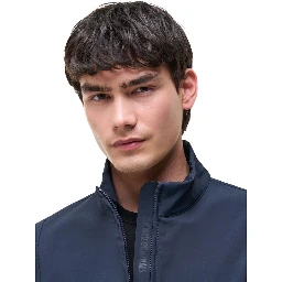 Blue Polyester Full-Length Jacket