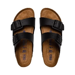 Black Synthetic Flat Sandals