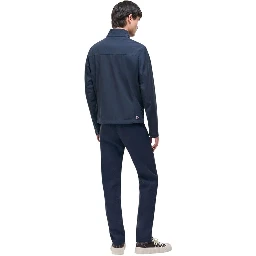 Blue Polyester Full-Length Jacket