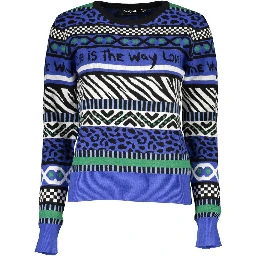 Blue Viscose Women Sweater