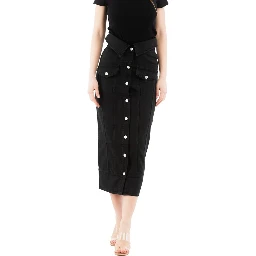 Black Cotton Midi Skirt