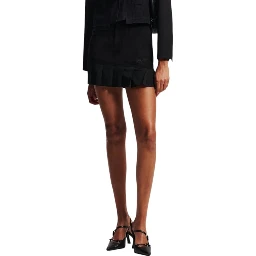 Black Cotton Mini Skirt