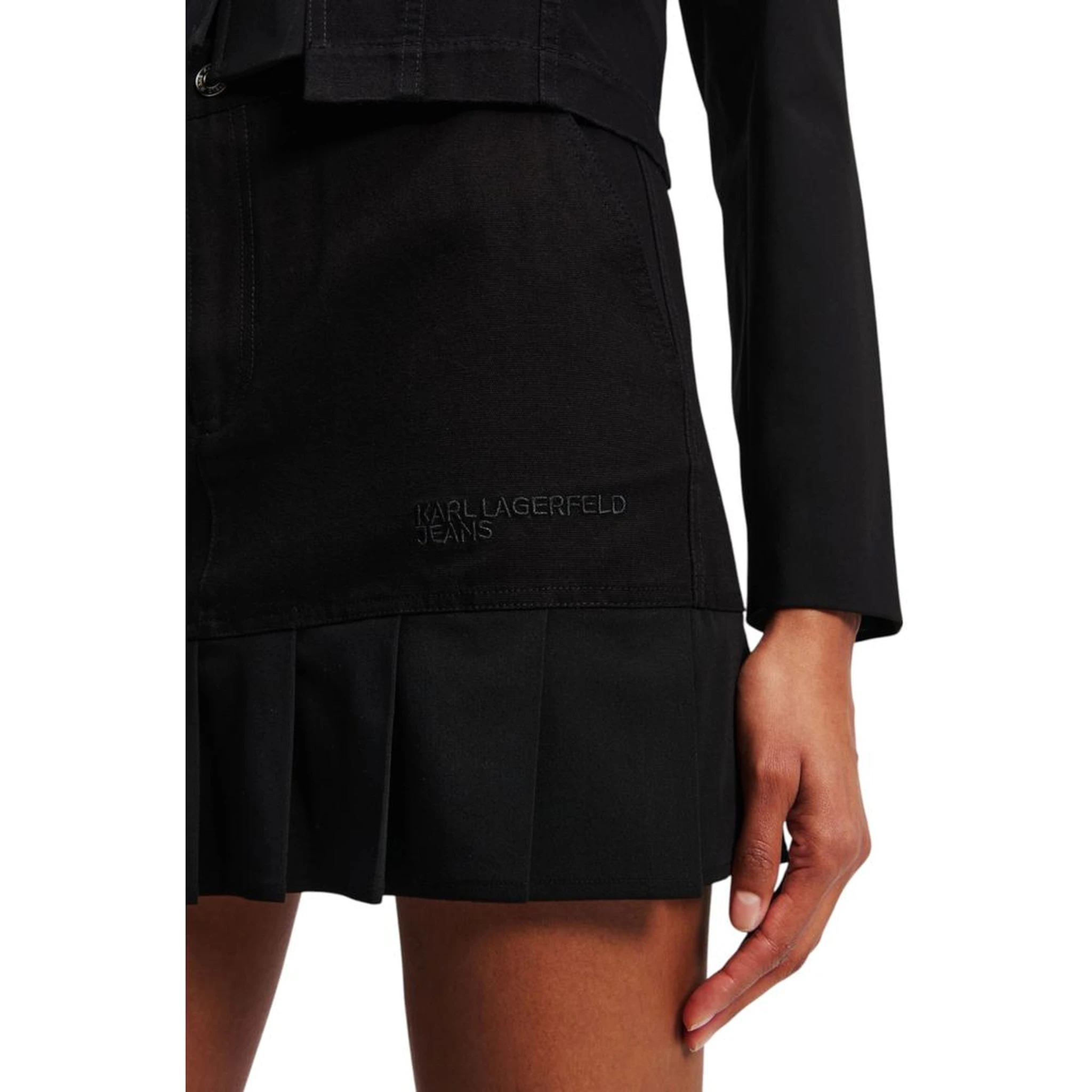 Black Cotton Mini Skirt