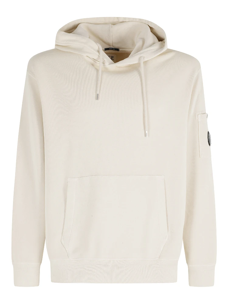 COTTON DIAGONAL FLEECE HOODED LENS SWEATSHIRT
