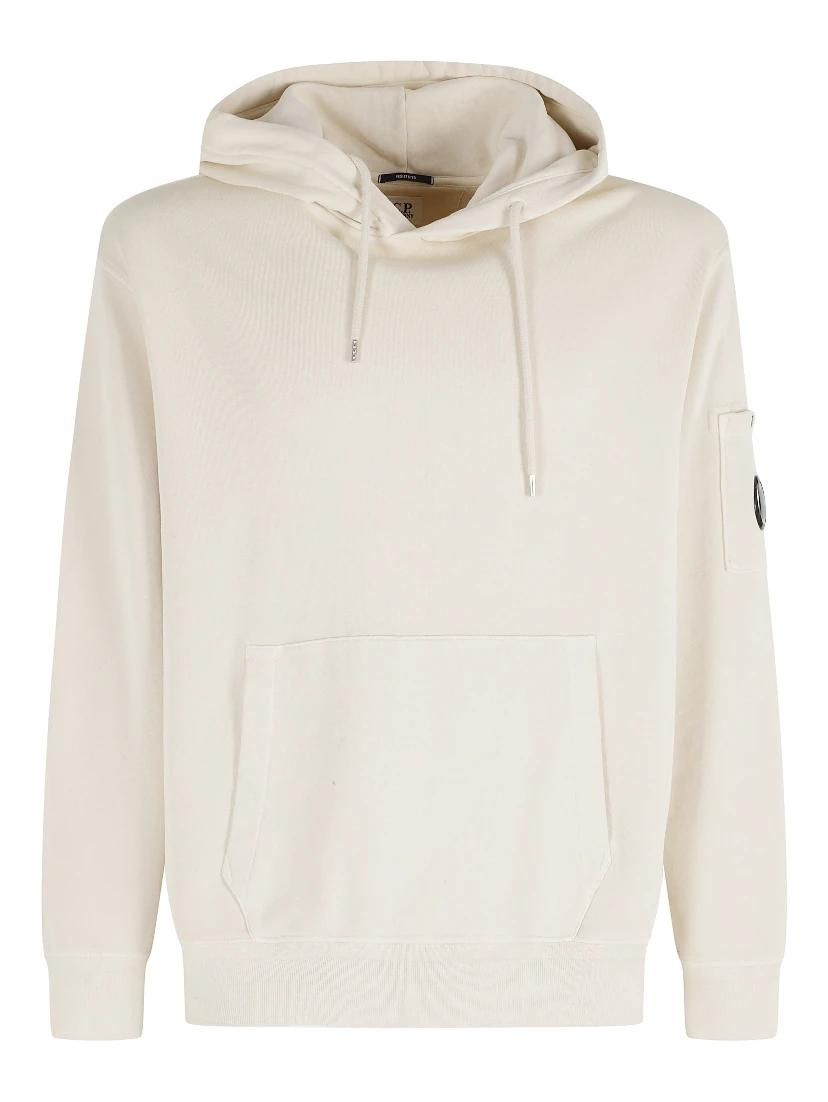 COTTON DIAGONAL FLEECE HOODED LENS SWEATSHIRT