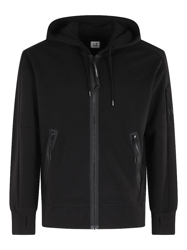 DIAGONAL RAISED FLEECE ZIP HOODED