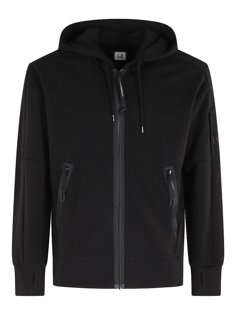 DIAGONAL RAISED FLEECE ZIP HOODED