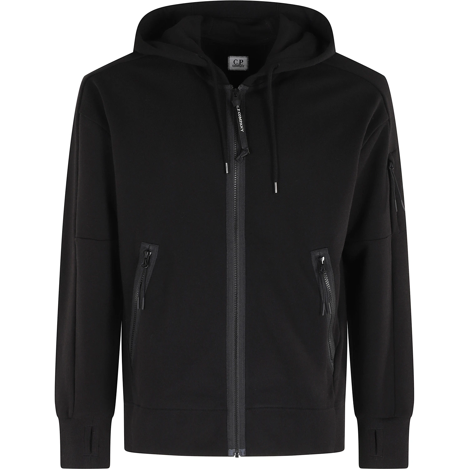 DIAGONAL RAISED FLEECE ZIP HOODED