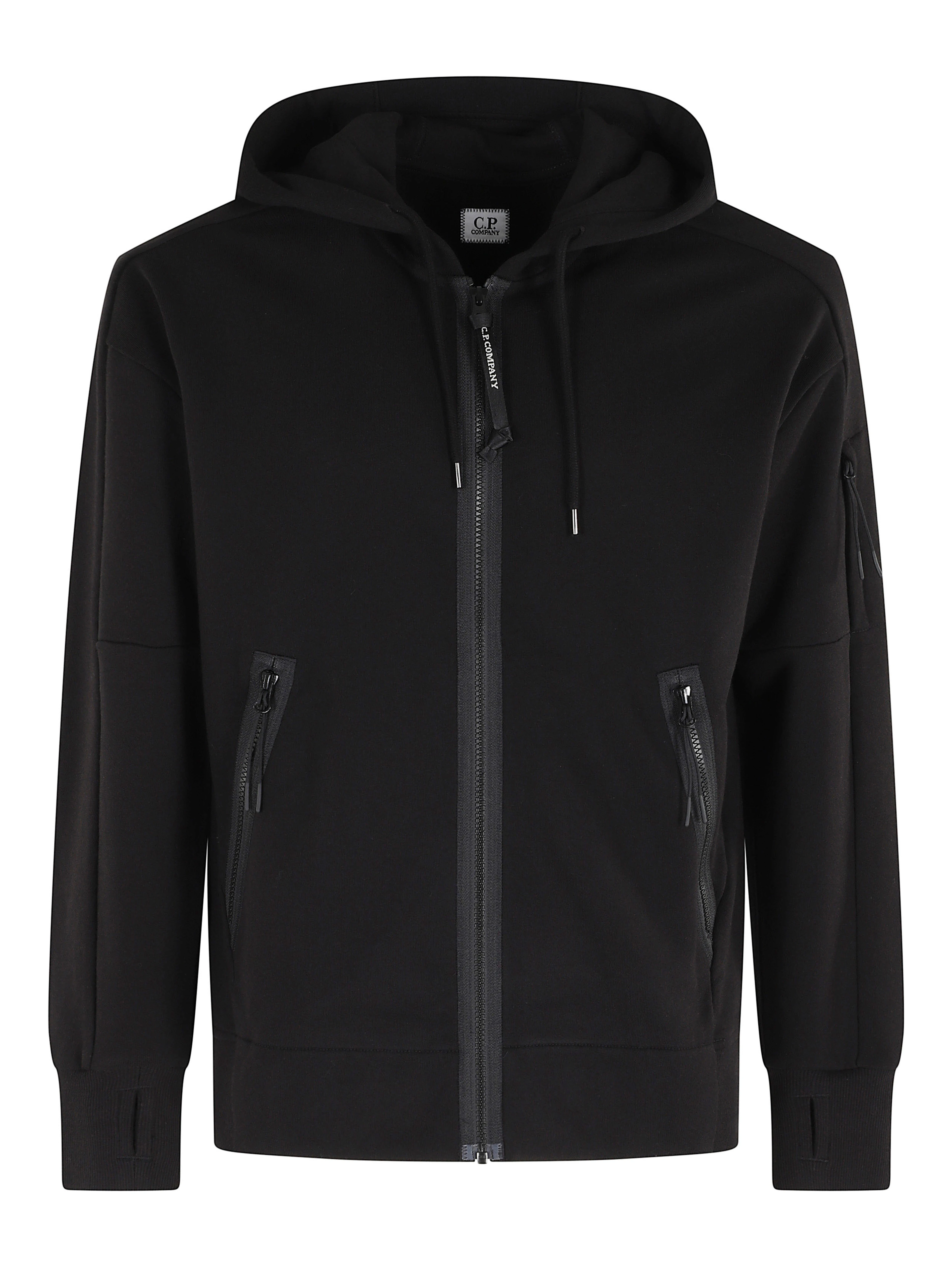 DIAGONAL RAISED FLEECE ZIP HOODED