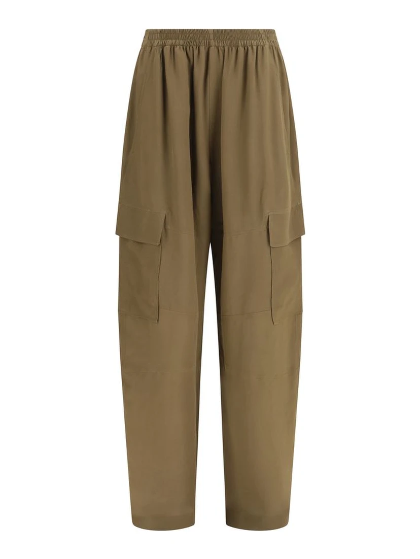 Brown Silk Cargo Pants