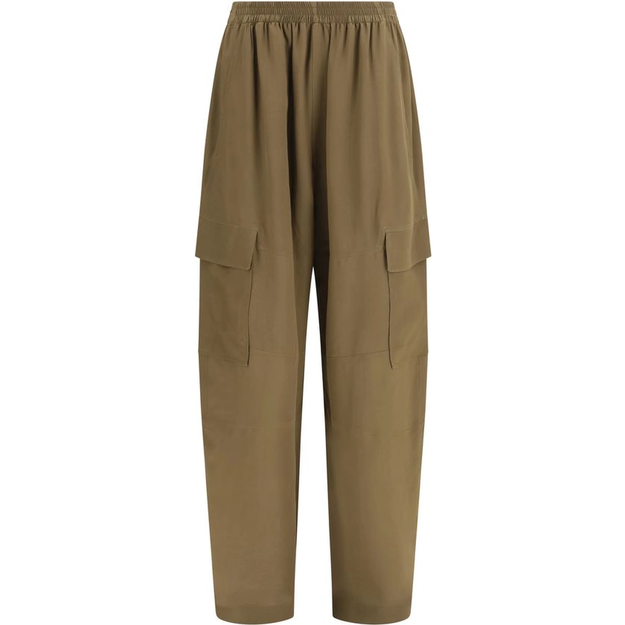 Brown Silk Cargo Pants