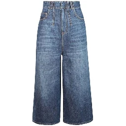 Blue Cotton High-Waisted Jean