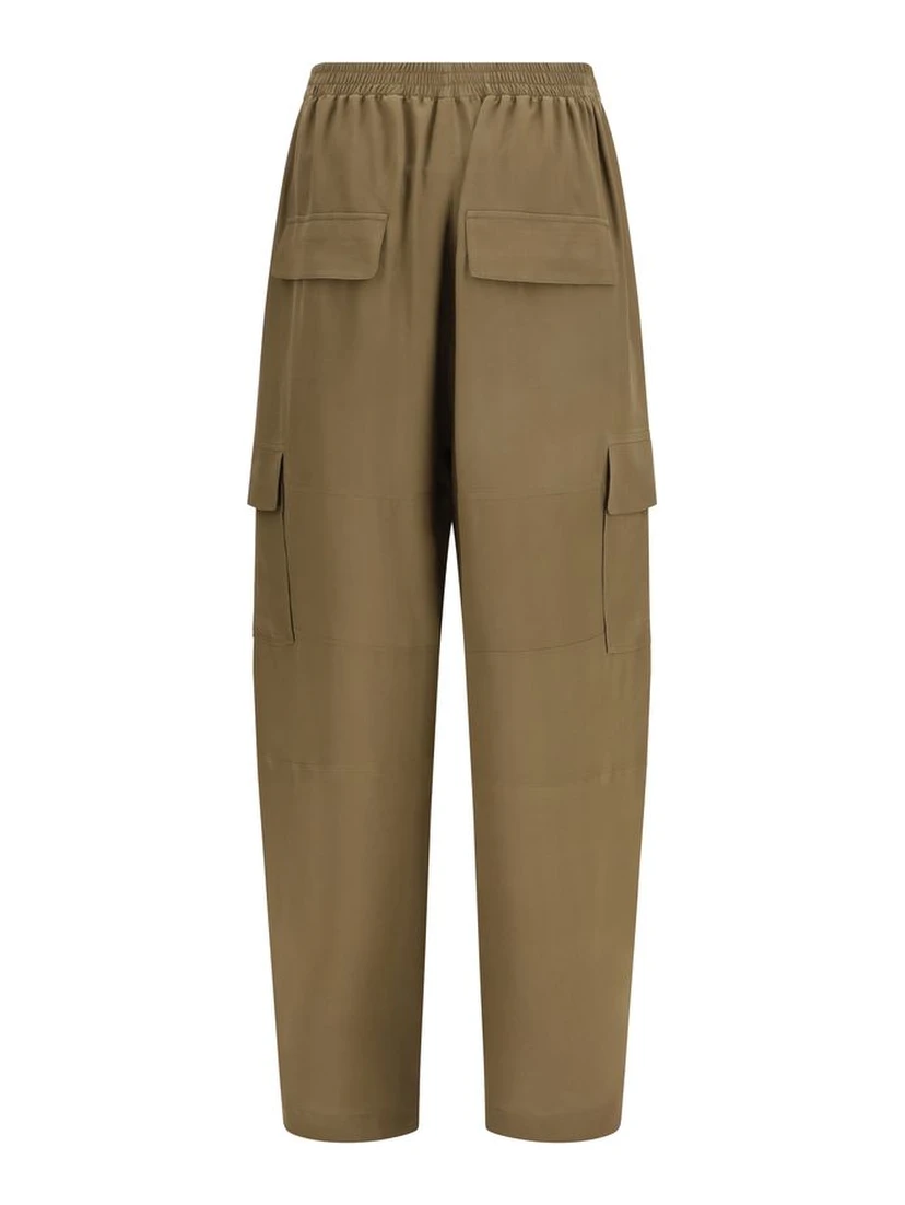 Brown Silk Cargo Pants