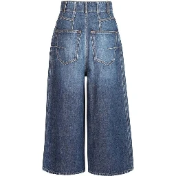 Blue Cotton High-Waisted Jean