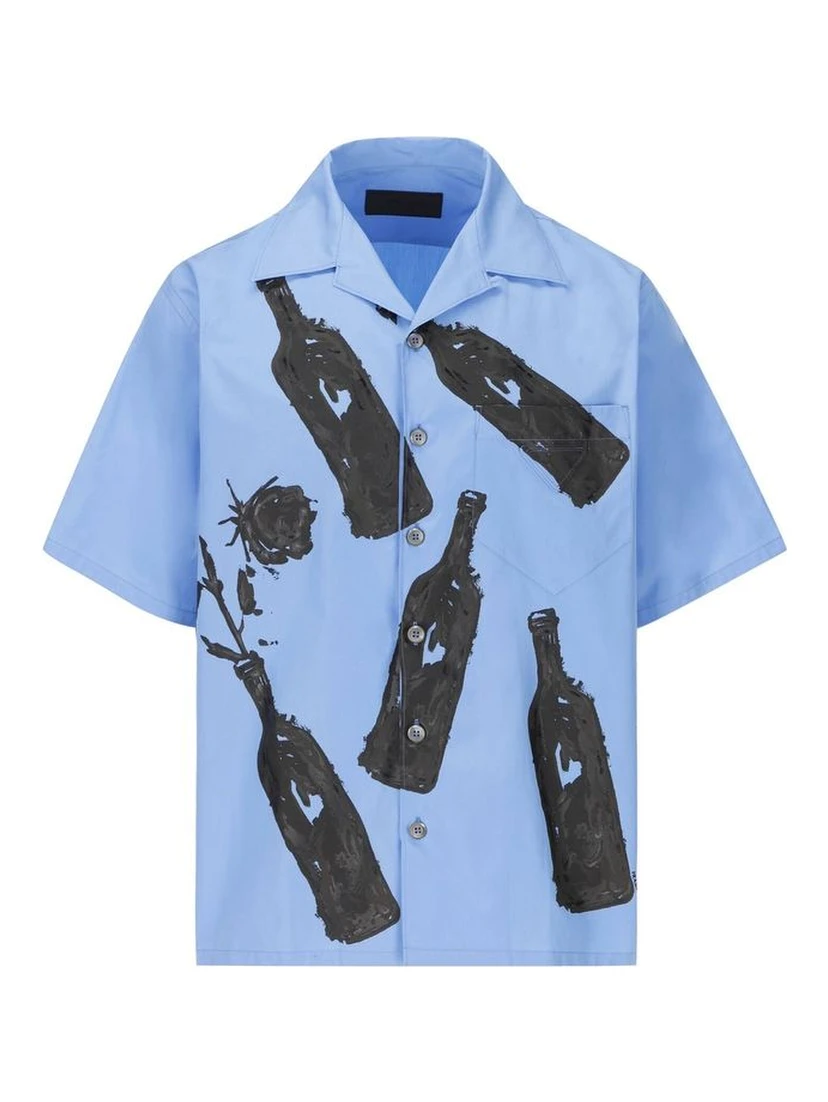 Blue Cotton Pattern Shirt