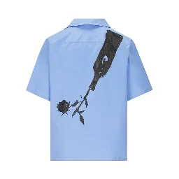 قميص قطني أزرق بنقشة