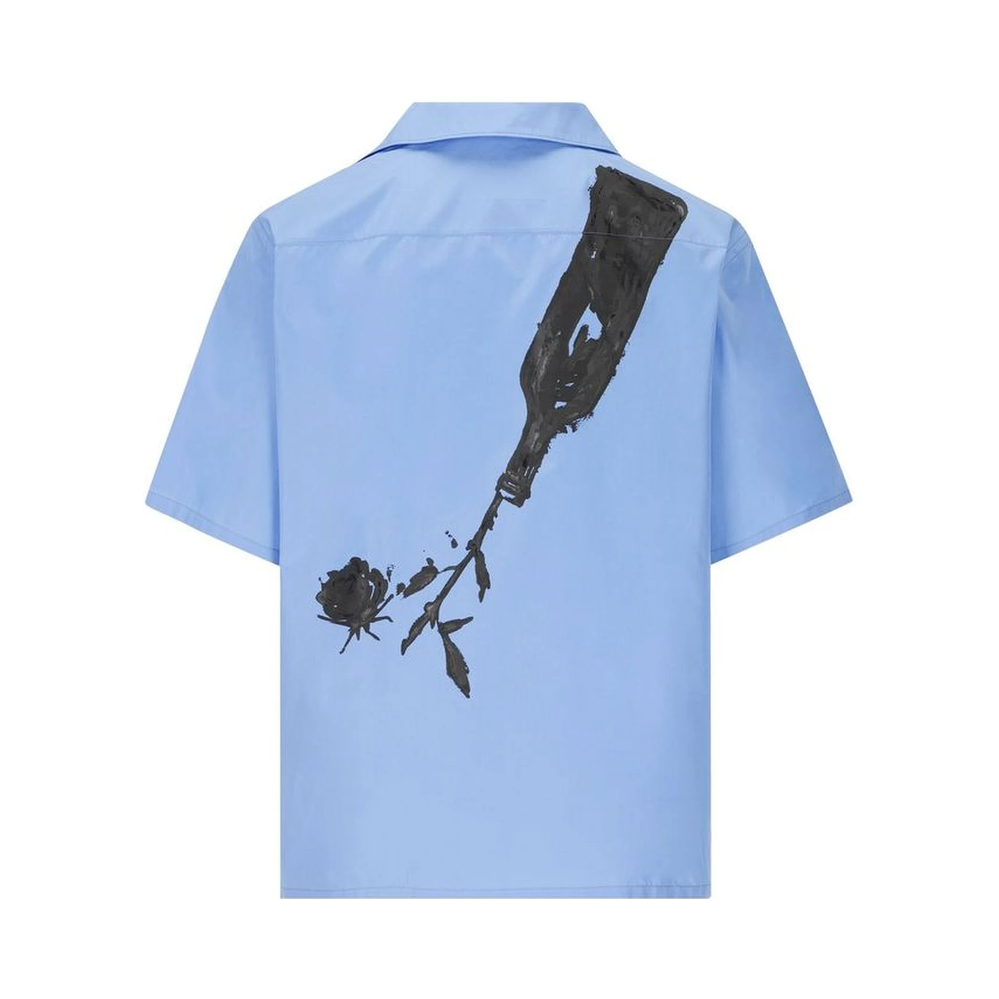 قميص قطني أزرق بنقشة