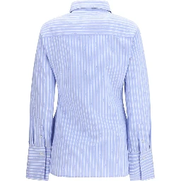 قميص قطني أزرق بنقشة