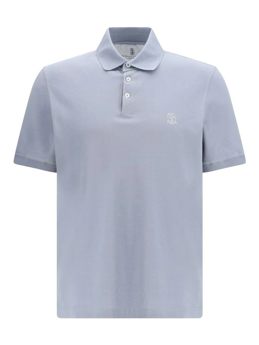 Blue Cotton Polo Shirt