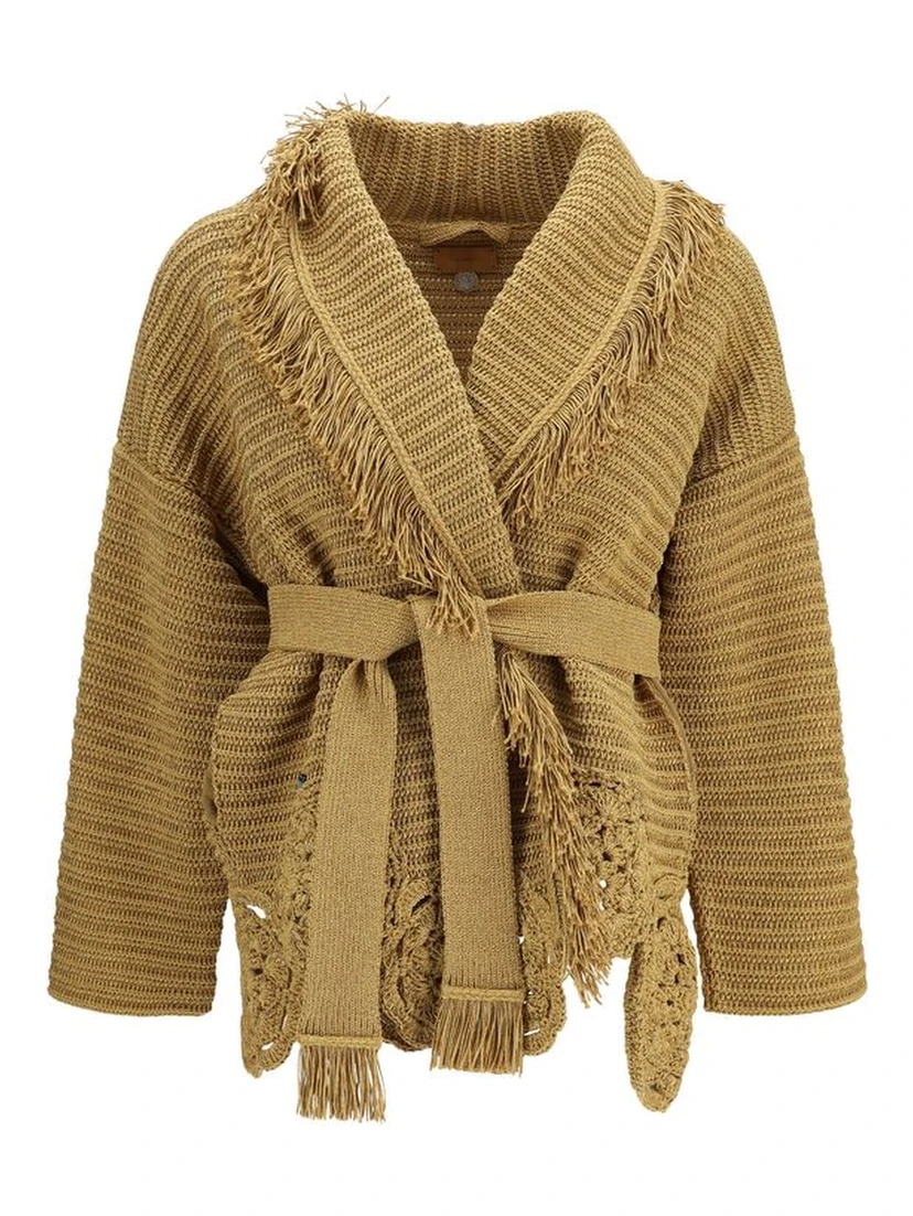 Gold Polyester Cardigan
