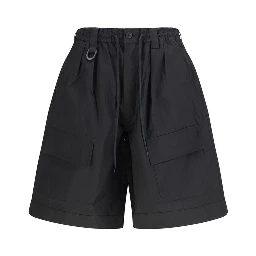 Black Cotton Bermuda Shorts