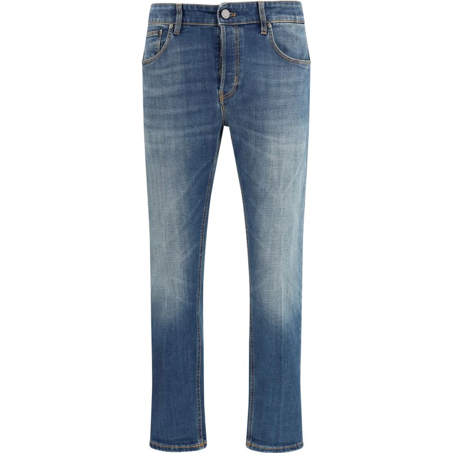 Blue Cotton Tapered Jeans