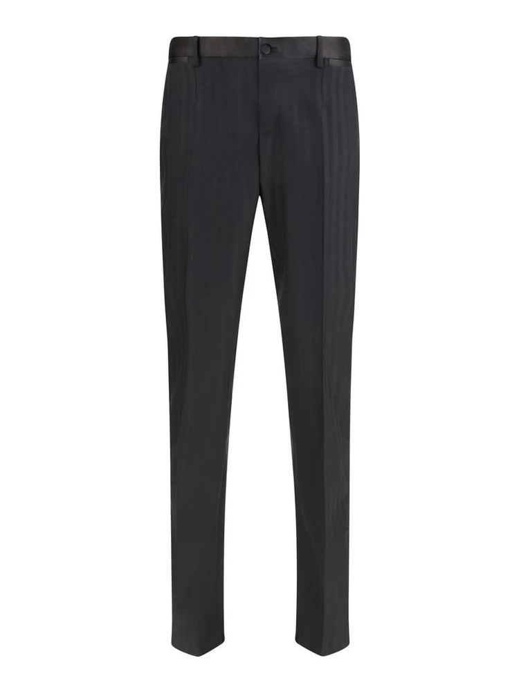 Black Fleece Wool Casual Pants