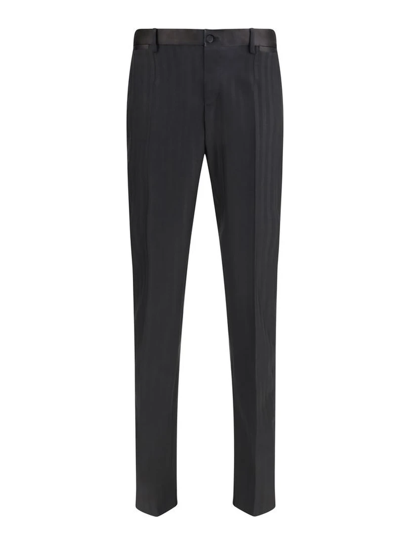Black Fleece Wool Casual Pants