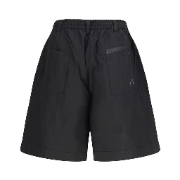 Black Cotton Bermuda Shorts
