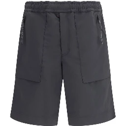 Black Polyester Bermuda Shorts